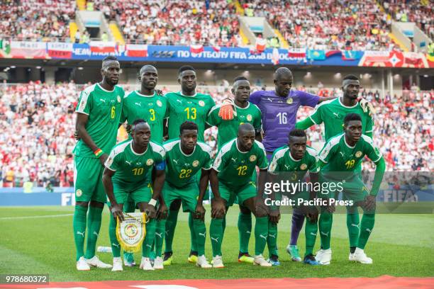 Senegal team during match between Poland and Senegal, valid for the first round of group H of the 2018 World Cup, held at the Spartak Stadium.