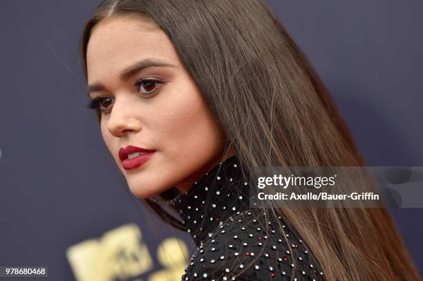 Actress Madison Pettis attends the 2018 MTV Movie And TV Awards at Barker Hangar on June 16, 2018 in Santa Monica, California.