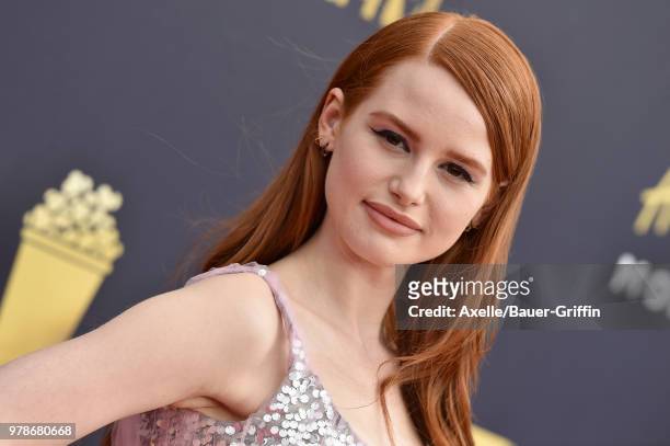 Actress Madelaine Petsch attends the 2018 MTV Movie And TV Awards at Barker Hangar on June 16, 2018 in Santa Monica, California.