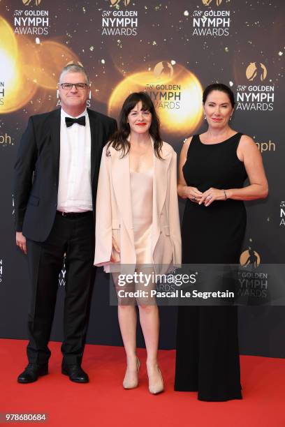 Vincent Gagne, Sophie Cadieux and Isabelle Langlois attend the closing ceremony and Golden Nymph awards of the 58th Monte Carlo TV Festival on June...