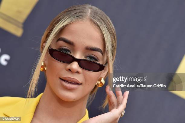 Actress Jasmine Sanders attends the 2018 MTV Movie And TV Awards at Barker Hangar on June 16, 2018 in Santa Monica, California.