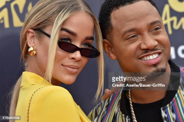 Actors Jasmine Sanders and Terrence J attend the 2018 MTV Movie And TV Awards at Barker Hangar on June 16, 2018 in Santa Monica, California.