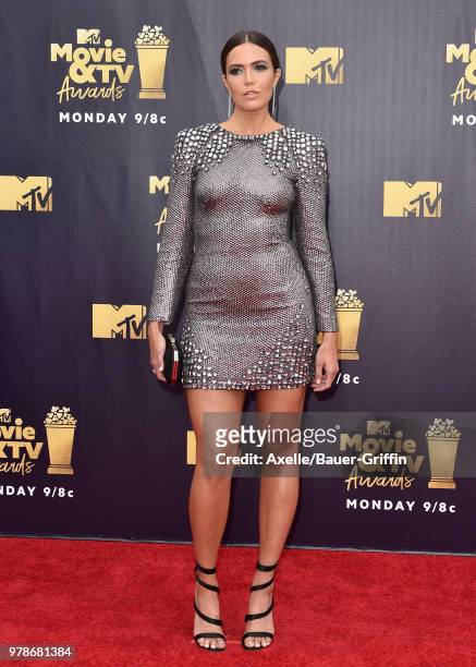 Singer/actress Mandy Moore attends the 2018 MTV Movie And TV Awards at Barker Hangar on June 16, 2018 in Santa Monica, California.