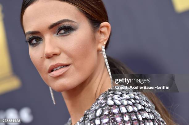 Singer/actress Mandy Moore attends the 2018 MTV Movie And TV Awards at Barker Hangar on June 16, 2018 in Santa Monica, California.