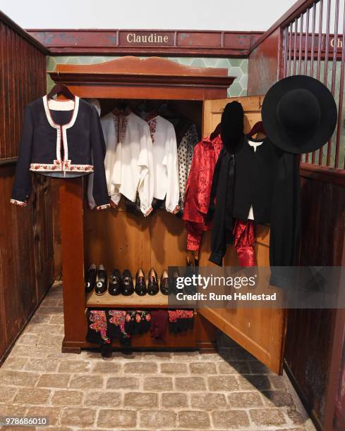 Norwegian national costumes are seen during the opening of the exhibition 'Tradition And Inspiration. National Heritage In The Royal Collections' in...