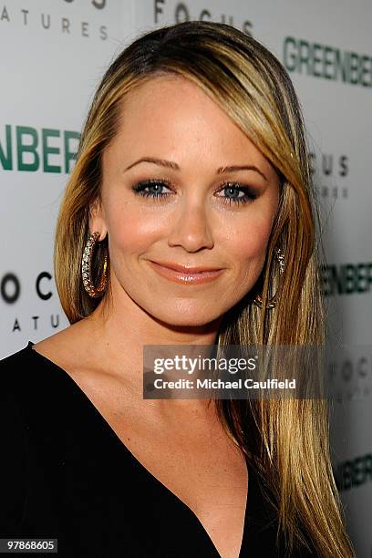 Actress Christine Taylor arrives at the Los Angeles Premiere of "Greenberg" at ArcLight Cinemas on March 18, 2010 in Hollywood, California.