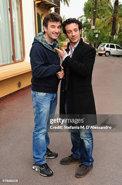 Ficarra E Picone out of the Hotel Londra during the 'Premio TV 2010' on March 18, 2010 in San Remo, Italy.