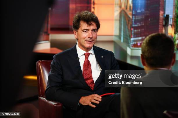 Davide Serra, founder and chief executive officer of Algebris Investments LLP, speaks during a Bloomberg Television interview in New York, U.S., on...