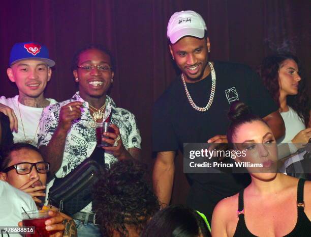 Singer Jacquees and Trey Songz attends The Birthday Bash Finale at Tongue & Groove City on June 19, 2018 in Atlanta, Georgia.