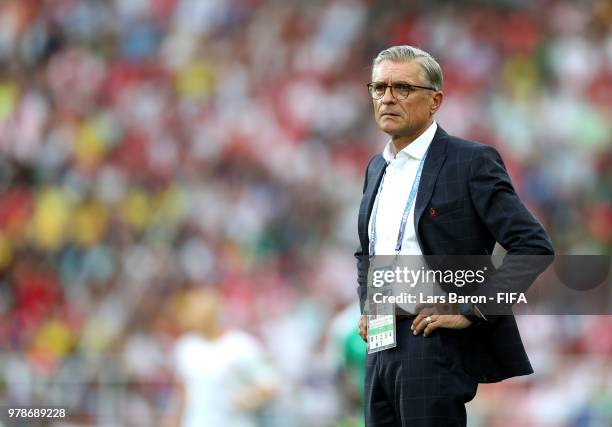 Adam Nawalka, Head coach of Poland looks on during the 2018 FIFA World Cup Russia group H match between Poland and Senegal at Spartak Stadium on June...