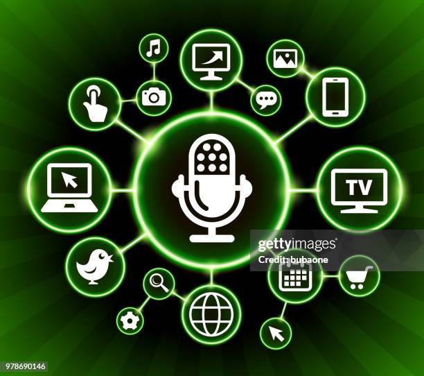 recording microphone internet communication technology dark buttons background - microphone background stock illustrations