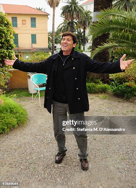Gianni Morandi out of the Hotel Londra during the 'Premio TV 2010' on March 18, 2010 in San Remo, Italy.