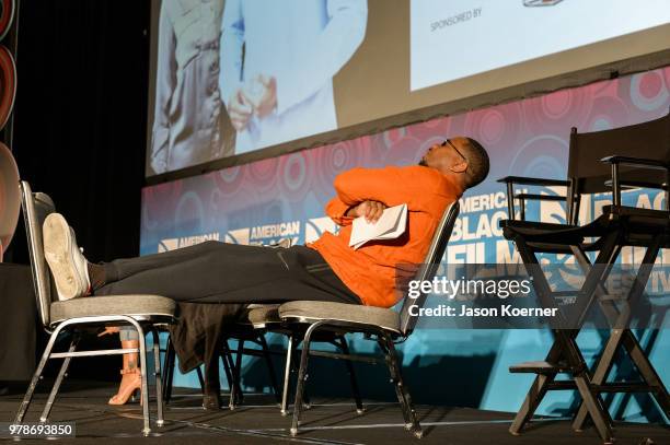 Hosea Chanchez on stage during the American Black Film Festival - Celebrity Scene Stealers Presented By TV One at Loews Miami Beach Hotel on June 15,...