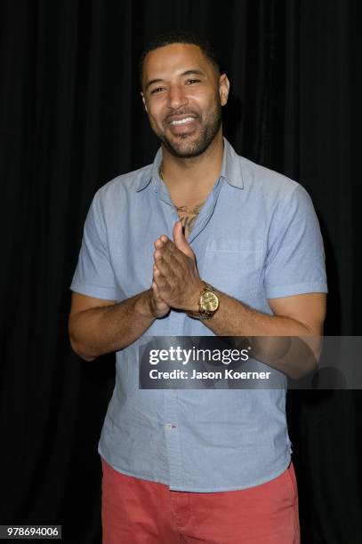 Angelo Diaz poses for a portrait backstage during the American Black Film Festival - Celebrity Scene Stealers Presented By TV One at Loews Miami...