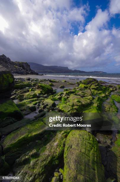 view of staffin beach, isle of skye, scotland, uk - staffin stock pictures, royalty-free photos & images