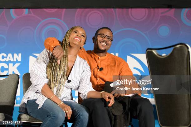 Hosea Chanchez and LeToya Luckett perform on stage during the American Black Film Festival - Celebrity Scene Stealers Presented By TV One at Loews...