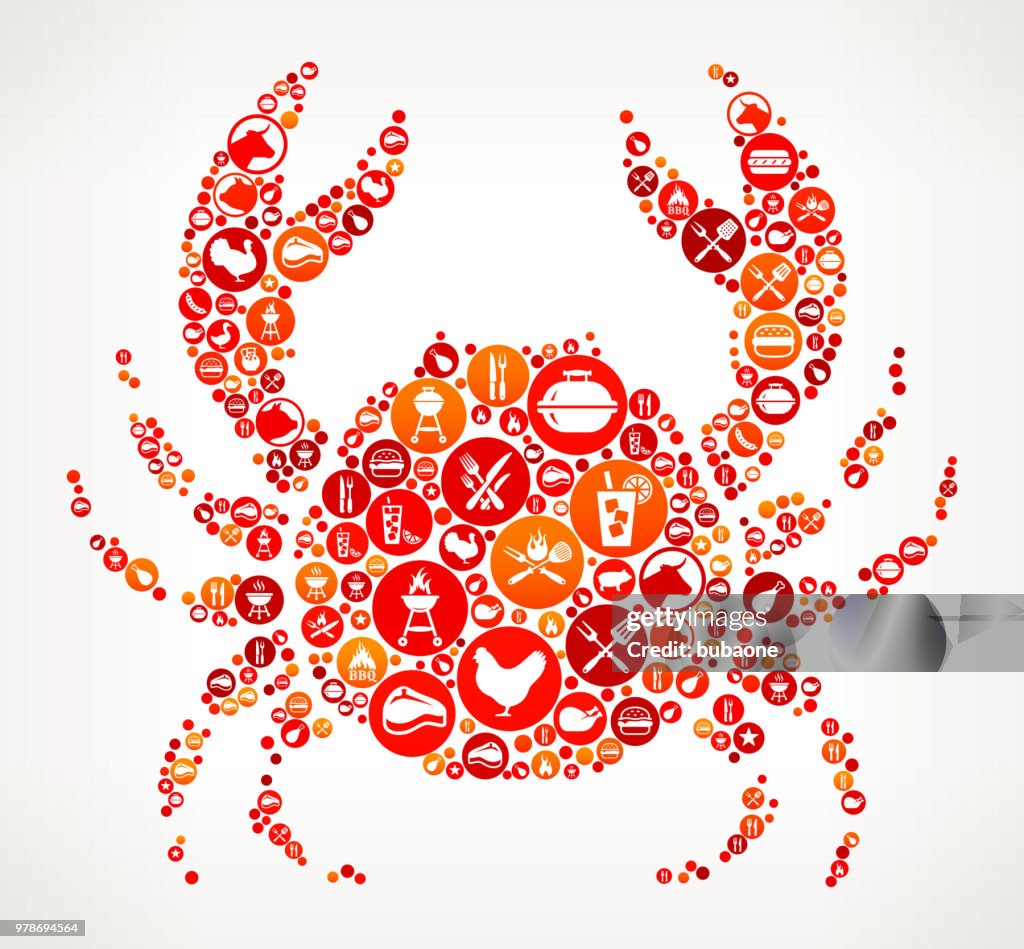 Crab Barbecue Party Icon Pattern Background