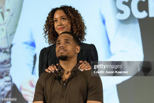 Chaley Rose and Tristan "Mack" Wilds on stage during the American Black Film Festival - Celebrity Scene Stealers Presented By TV One at Loews Miami...