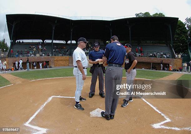 The Tri-City ValleyCats and the Oneonta Tigers square off at Doubleday Field during Baseball Hall of Fame ceremonies July 24, 2004 in Cooperstown,...