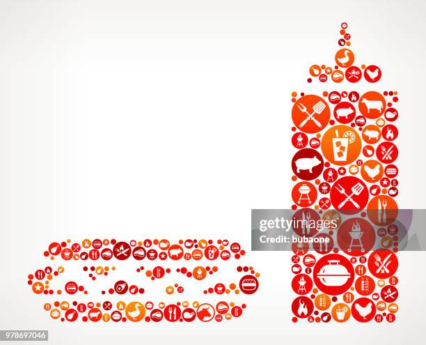 hotdog and ketchup barbecue party icon pattern background - grilled corn stock illustrations