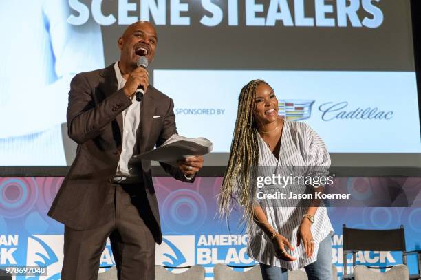 Dondre Whitfield and LeToya Luckett on stage during the American Black Film Festival - Celebrity Scene Stealers Presented By TV One at Loews Miami...