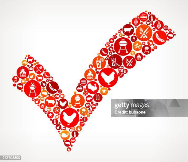 check mark barbecue party icon pattern background - grilled corn stock illustrations