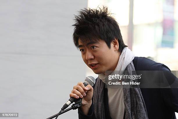 Pianist Lang Lang performs at the Apple Store - Upper West Side on March 19, 2010 in New York City.