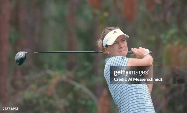 Catriona Matthew drives from the third tee during the first round of the 2005 Mitchell Company Tournament of Champions at The Crossings at Magnolia...