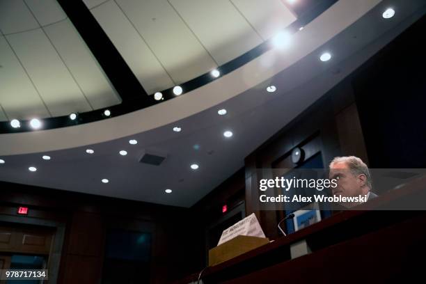 Justice Dept. Inspector General Michael E. Horowitz testifies to the house committee on June 19, 2018 in Washington, DC. The report focuses on the...