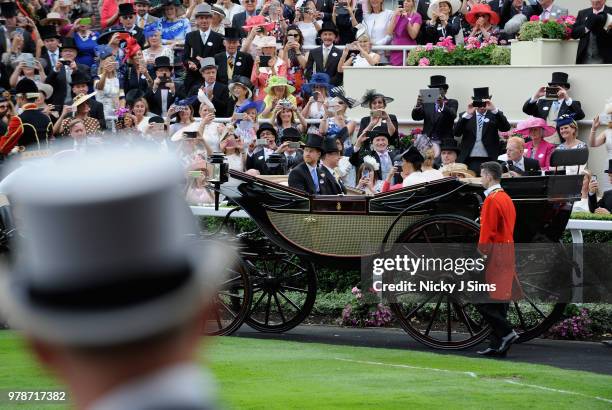 General view of the the Parade ring as Prince Harry Duke of Sussex, Meghan Duchess of Sussex, Sophie, Countess of Wessex and Prince Edward, Earl of...