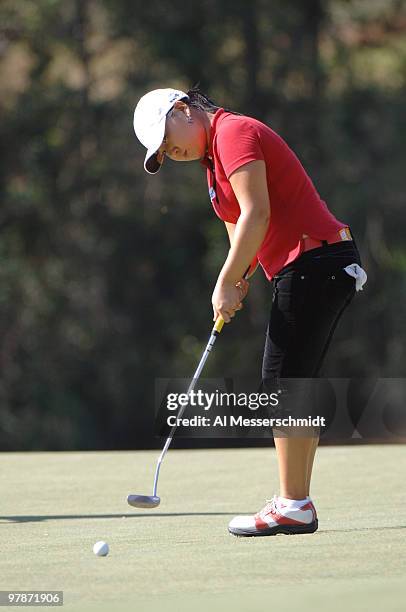 Jeong Jang putts on the seventh hole during the third round of the 2005 Mitchell Company Tournament of Champions at The Crossings at Magnolia Grove...