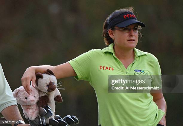 Heather Daly-Donofino waits to tee off on the 17th hole during the third round of the 2005 Mitchell Company Tournament of Champions November 12 in...