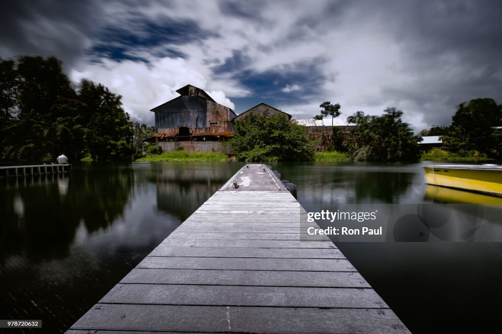 Pier on river in Wailoa River State Recreation Area, Hilo, Hawaii, USA