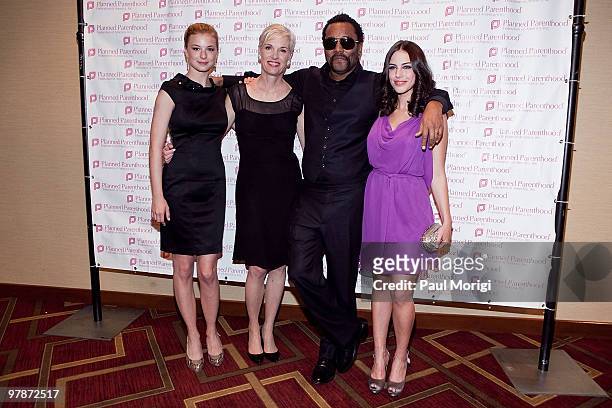 Emily VanCamp, PPFA President Cecile Richards, Lee Daniels and Jessica Lowndes attend the Planned Parenthood Federation Of America 2010 Annual Awards...