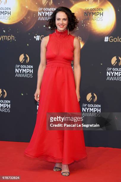 Jessica Brown Findlay attends the closing ceremony and Golden Nymph awards of the 58th Monte Carlo TV Festival on June 19, 2018 in Monte-Carlo,...