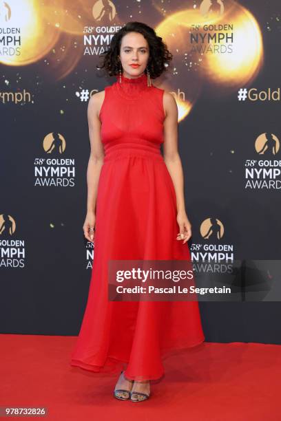 Jessica Brown Findlay attends the closing ceremony and Golden Nymph awards of the 58th Monte Carlo TV Festival on June 19, 2018 in Monte-Carlo,...