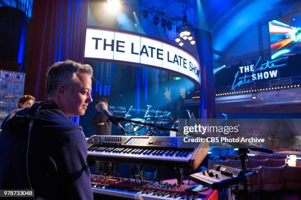 Steve Scalfati rehearses during The Late Late Show with James Corden in London airing Monday, June 18 with guests Cate Blanchett, Niall Horan, and...