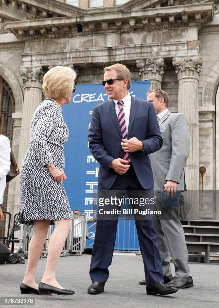 Bill Ford, Ford Motor Company Executive Chairman, stands in front of the historic, 105-year old Michigan Central train station with his mother Martha...