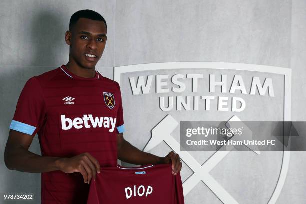 West Ham United unveil new signing Issa Diop at Rush Green on June 19, 2018 in Romford, England.