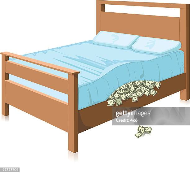 hiding cash - mattress stock illustrations