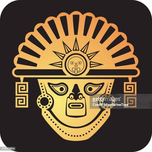 aztec gott maske - aztec mask stock-grafiken, -clipart, -cartoons und -symbole