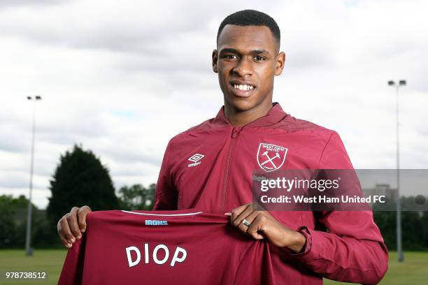 West Ham United unveil new signing Issa Diop at Rush Green on June 19, 2018 in Romford, England.