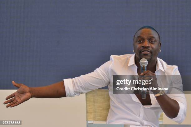 Rap singer and producer Akon attends the Cannes Lions Festival 2018 on June 19, 2018 in Cannes, France.