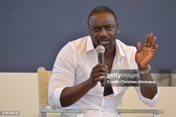 Rap singer and producer Akon attends the Cannes Lions Festival 2018 on June 19, 2018 in Cannes, France.