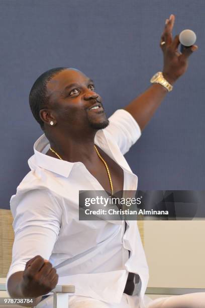 Rap singer and producer Akon attends the Cannes Lions Festival 2018 on June 19, 2018 in Cannes, France.