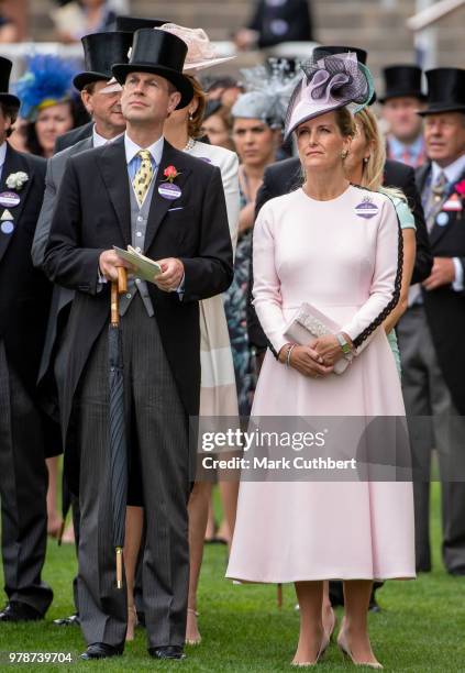 Prince Edward, Earl of Wessex and Sophie, Countess of Wessex attend Royal Ascot Day 1 at Ascot Racecourse on June 19, 2018 in Ascot, United Kingdom.