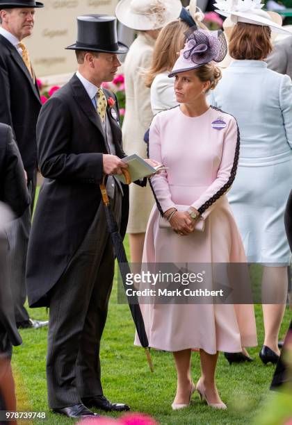 Prince Edward, Earl of Wessex and Sophie, Countess of Wessex attend Royal Ascot Day 1 at Ascot Racecourse on June 19, 2018 in Ascot, United Kingdom.