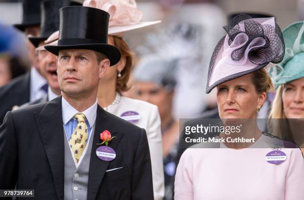Prince Edward, Earl of Wessex and Sophie, Countess of Wessex attend Royal Ascot Day 1 at Ascot Racecourse on June 19, 2018 in Ascot, United Kingdom.