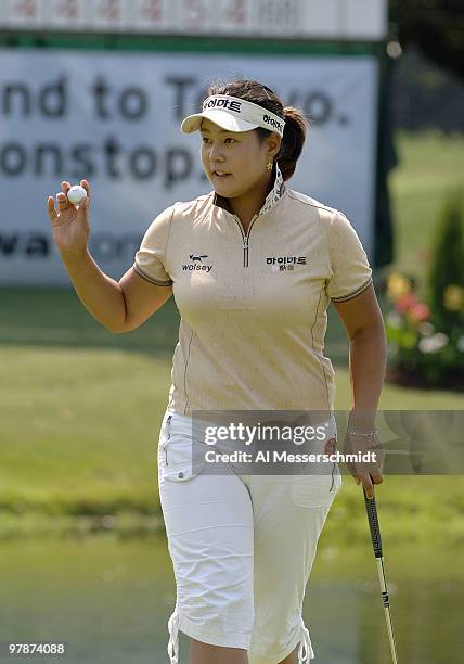 Jee Young Lee on the 18th hole during the first round of the Safeway Classic at Columbia-Edgewater Country Club in Portland, Oregon on August 18,...