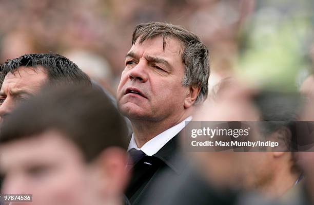 Sam Allardyce watching the racing as he attends day 4 of the Cheltenham Horse Racing Festival on March 19, 2010 in Cheltenham, England.